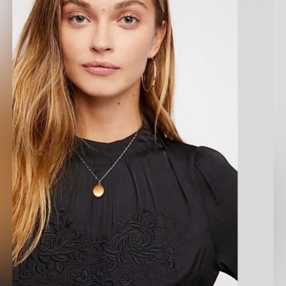 Free People Black Embroidered Maxi/Tunic Top - Picture 2 of 4